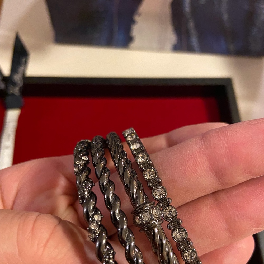 Premier Designs “Stackerrific” metal bangle bracelet set (4 bracelets included).